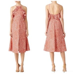 C/MEO COLLECTIVE Red Orange Printed Midi Dress